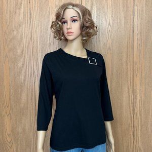 Women Black Top, buckle detail - Jason Maswell Size S - EUC